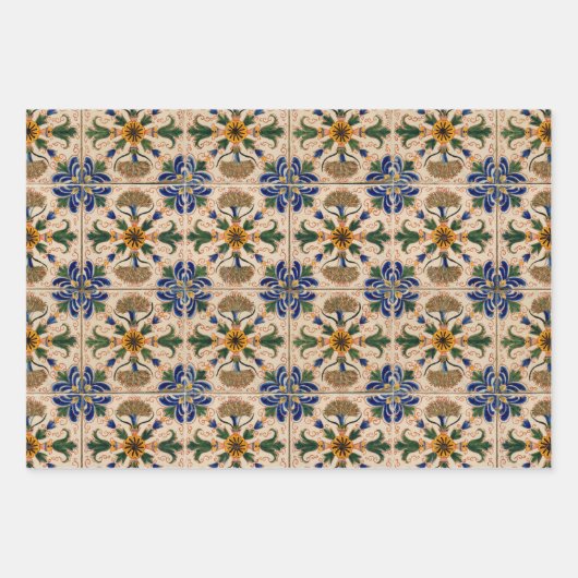 Kleurrijk mediterraan  Floral Pattern Inpakpapier Vel (Voorkant)