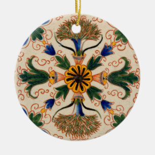 Kleurrijk mediterraan  Floral Pattern Keramisch Ornament