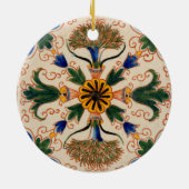 Kleurrijk mediterraan Floral Pattern Keramisch Ornament (Achterkant)