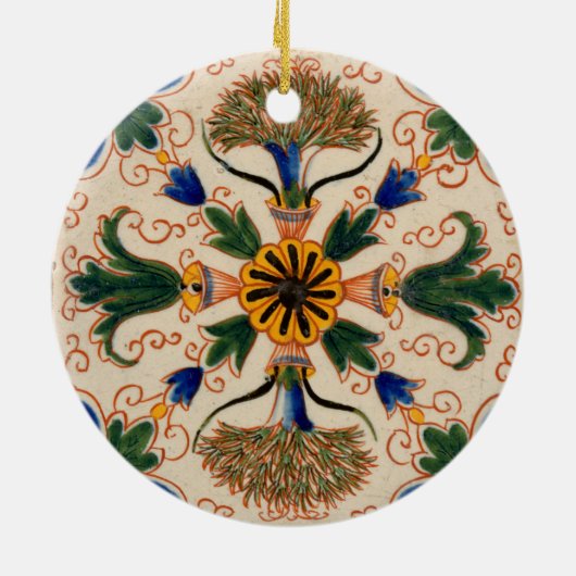 Kleurrijk mediterraan  Floral Pattern Keramisch Ornament (Achterkant)