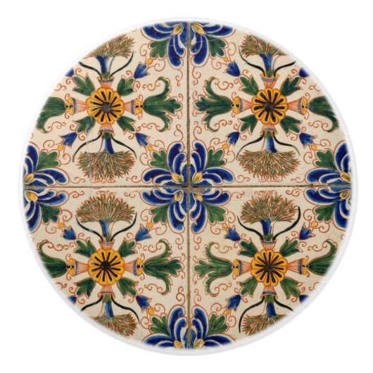 Kleurrijk mediterraan  Floral Pattern Keramische Knop (Voorkant)