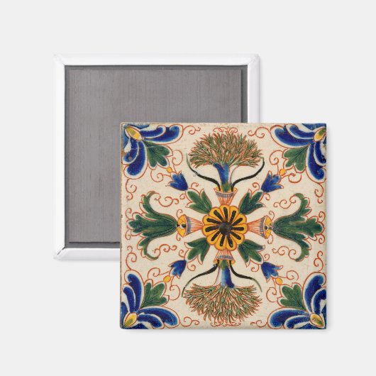 Kleurrijk mediterraan  Floral Pattern Magneet (Voorkant / Achterkant)