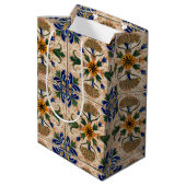 Kleurrijk mediterraan Floral Pattern Medium Cadeauzakje (Achterkant Gekanteld)
