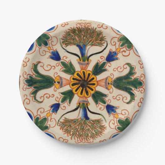 Kleurrijk mediterraan  Floral Pattern Papieren Bordje (Voorkant)