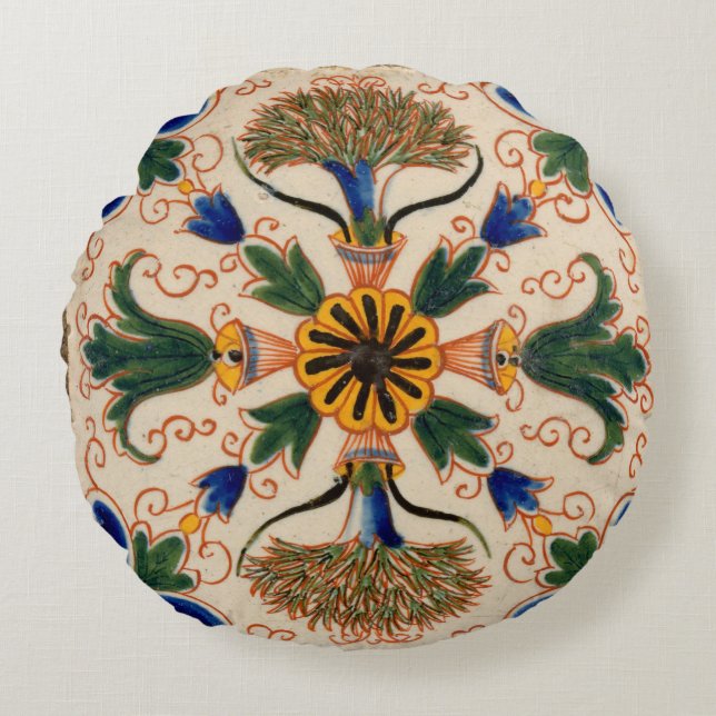 Kleurrijk mediterraan  Floral Pattern Rond Kussen (Voorkant)