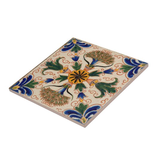 Kleurrijk mediterraan  Floral Pattern Tegeltje (Zijkant)