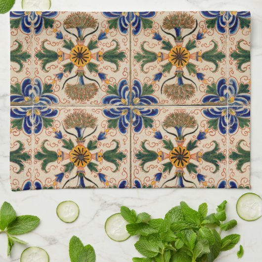 Kleurrijk mediterraan Floral Pattern Theedoek (Gevouwen)