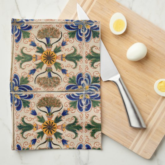 Kleurrijk mediterraan Floral Pattern Theedoek (Quarter Fold)