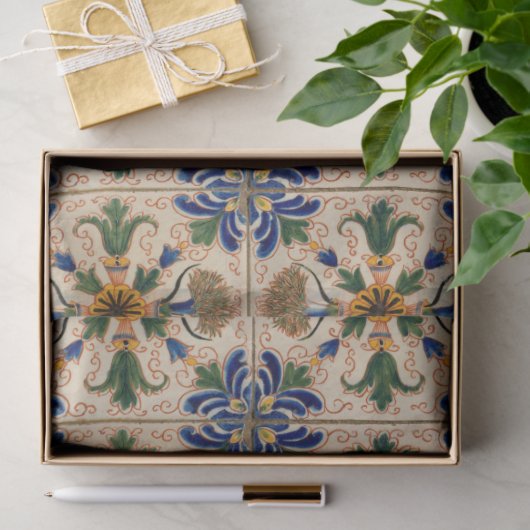 Kleurrijk mediterraan  Floral Pattern Tissuepapier (Geschenk)