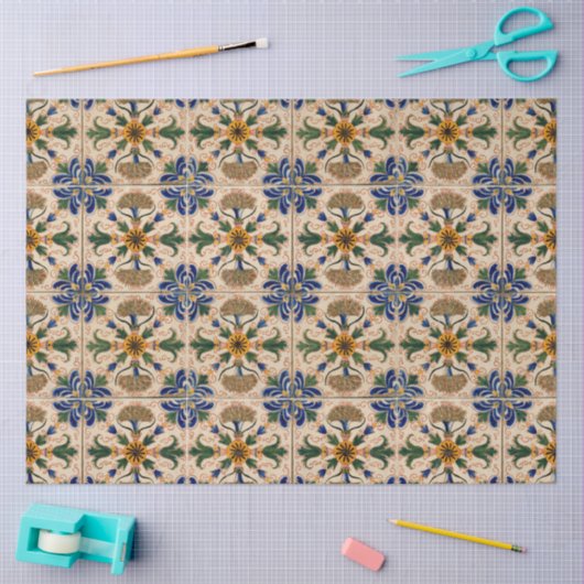 Kleurrijk mediterraan  Floral Pattern Tissuepapier (Craft)