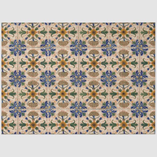 Kleurrijk mediterraan  Floral Pattern Tissuepapier (Voorkant)