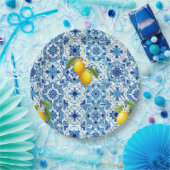 Kleurrijk, Mediterraan, mozaïek, blauw, citroen, Papieren Bordje (Feest)