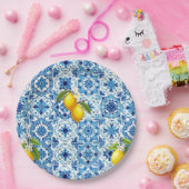 Kleurrijk, Mediterraan, mozaïek, blauw, citroen, Papieren Bordje (Feest)