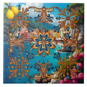 Kleurrijk, Mediterraan, mozaïek, blauw, neutraal, Tegeltje