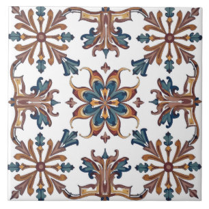 Kleurrijk, Mediterraan, mozaïek, blauw, neutraal, Tegeltje