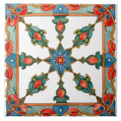 Kleurrijk, Mediterraan, mozaïek, blauw, sinaasappe Tegeltje (Voorkant)