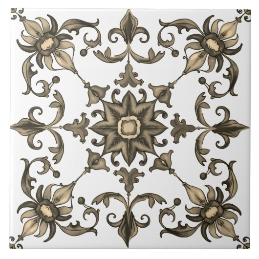 Kleurrijk, Mediterraan, mozaïek, groen, Tegeltje (Voorkant)