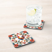 Kleurrijk, Mediterraan, mozaïek, haan, vogel, Bier Onderzetter (Rechterzijde)