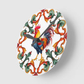 Kleurrijk, Mediterraan, mozaïek, haan, vogel, Ronde Klok (Hoek)