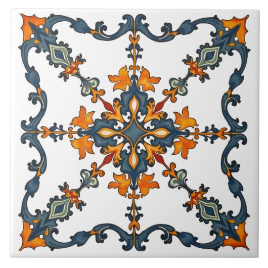 Kleurrijk, Mediterraan, mozaïek, Marokkaans, Tegeltje (Voorkant)