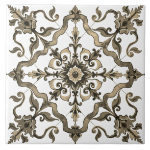 Kleurrijk, Mediterraan, mozaïek, neutraal, groen Tegeltje