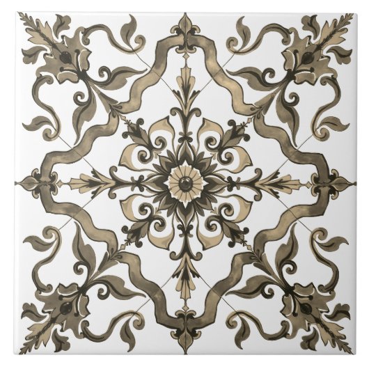 Kleurrijk, Mediterraan, mozaïek, neutraal, groen Tegeltje (Voorkant)