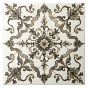 Kleurrijk, Mediterraan, mozaïek, neutraal, groen Tegeltje