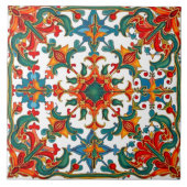 Kleurrijk, Mediterraan, mozaïek, rood, sinaasappel Tegeltje (Voorkant)