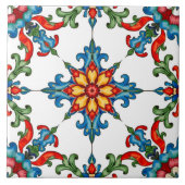 Kleurrijk, Mediterraan, mozaïek, rood, sinaasappel Tegeltje (Voorkant)