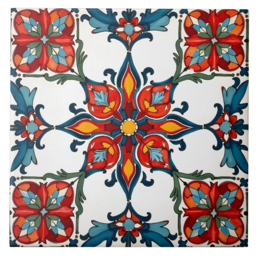 Kleurrijk, mediterraan, mozaïek, tegeltje (Voorkant)