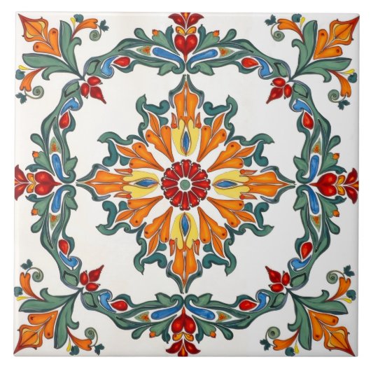 Kleurrijk, mediterraan, mozaïek, tegeltje (Voorkant)