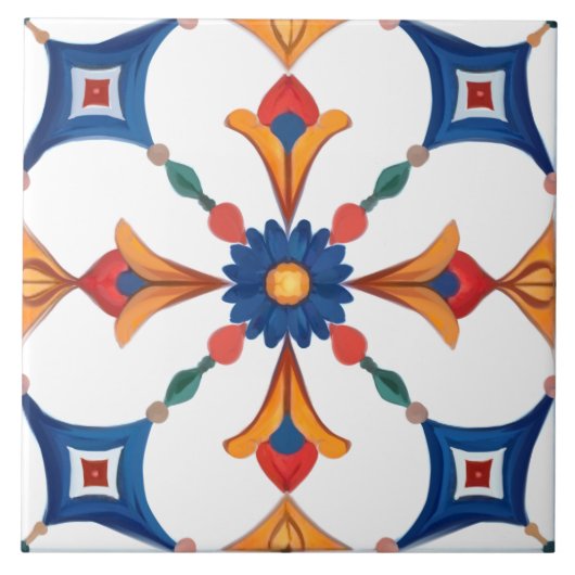 Kleurrijk, mediterraan, mozaïek, tegeltje (Voorkant)