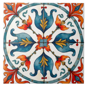 Kleurrijk, mediterraan, mozaïek, tegeltje