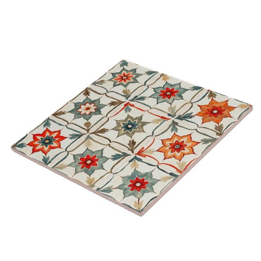 Kleurrijk, mediterraan, mozaïek, tegeltje (Zijkant)