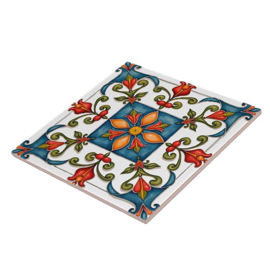 Kleurrijk, mediterraan, mozaïek, tegeltje (Zijkant)