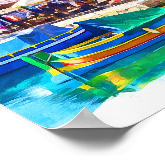 Kleurrijk mediterraan panorama Uitzicht Poster (Hoek)