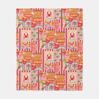 Kleurrijk Mediterraan Zomer Collagepatroon | Ci Fleece Deken