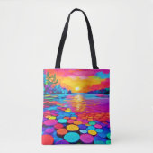 Kleurrijk meer bij zonsondergang tote bag (Voorkant)