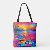 Kleurrijk meer bij zonsondergang tote bag (Achterkant)