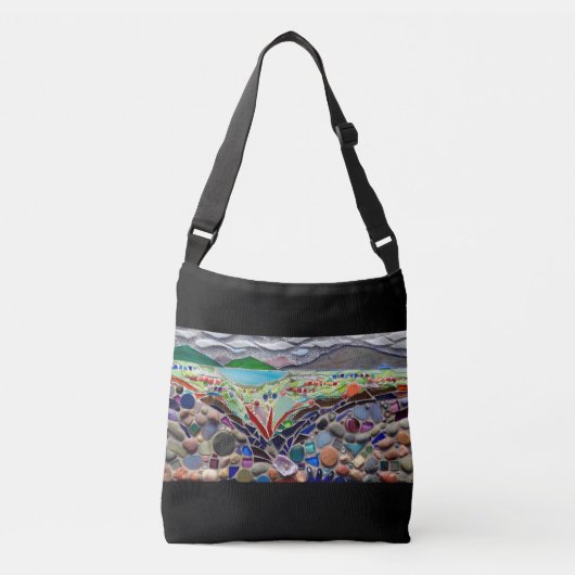 Kleurrijk meer mozaïek crossbody tas (Voorkant)