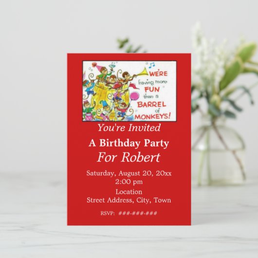 Kleurrijk Meer Plezier dan Barrel of Monkeys Verja Kaart (Staand voorkant)