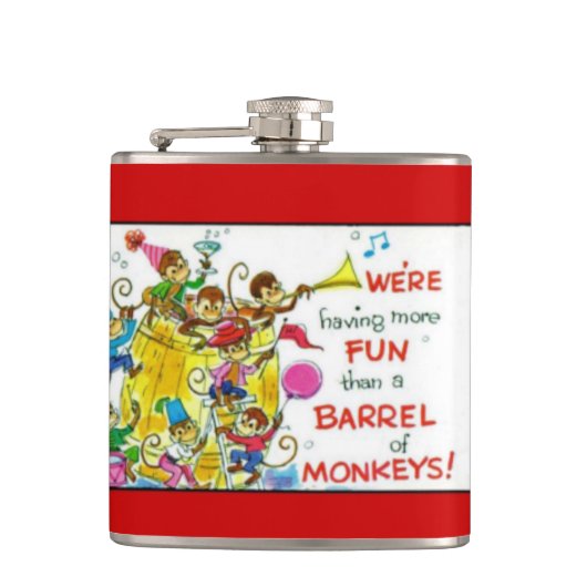 kleurrijk Meer vun vat apen Heupfles (Voorkant)