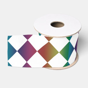 Kleurrijk Meerkleurige Diamant Harlekijn Schaken  Grosgrain Lint
