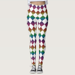 Kleurrijk Meerkleurige Diamant Harlekijn Schaken Leggings