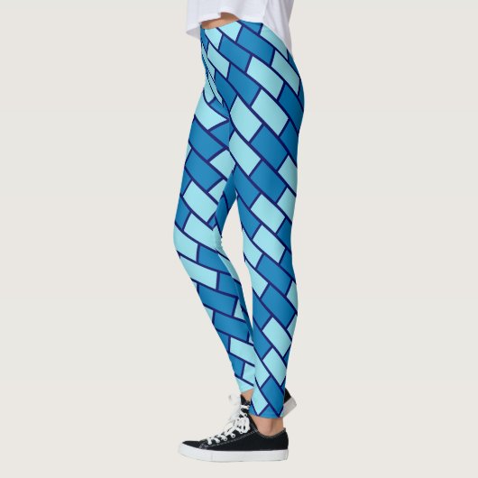 Kleurrijk meisje blauwe bakstenen gym yoga damesle leggings (Links)