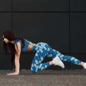 Kleurrijk meisje blauwe bakstenen gym yoga damesle leggings