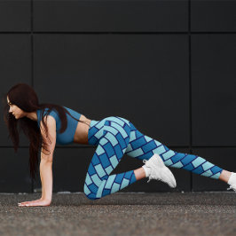 Kleurrijk meisje blauwe bakstenen gym yoga damesle leggings