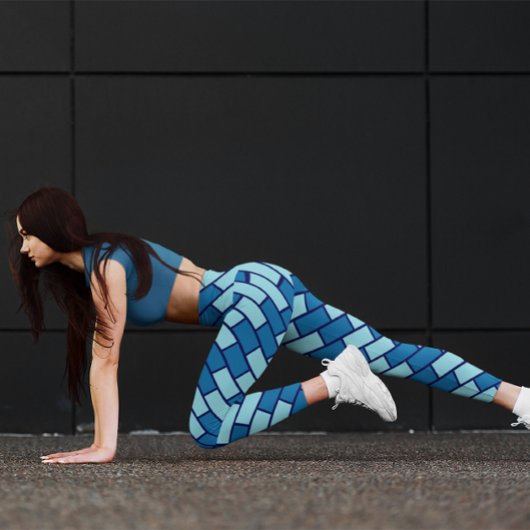 Kleurrijk meisje blauwe bakstenen gym yoga damesle leggings