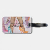 KLEURRIJK MEISJE HI HEELS GEPERSONALISEERD BAGAGEL BAGAGELABEL (Achterkant horizontaal)