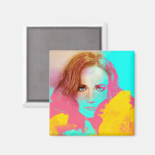Kleurrijk meisje Pop art Square Magnet - Intense (Voorkant / Achterkant)